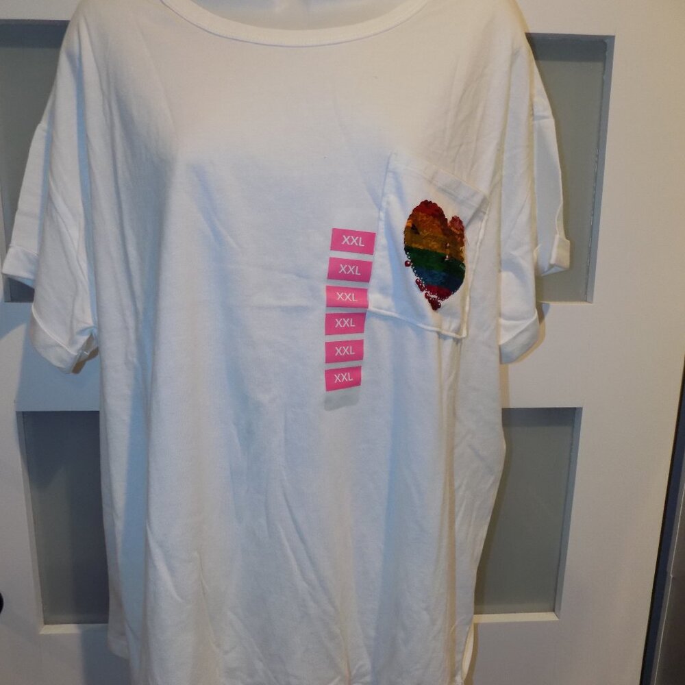 Feeling Festive Cloud Dancer SS White Crew Neck T-shirt Size XXL Women's NEW